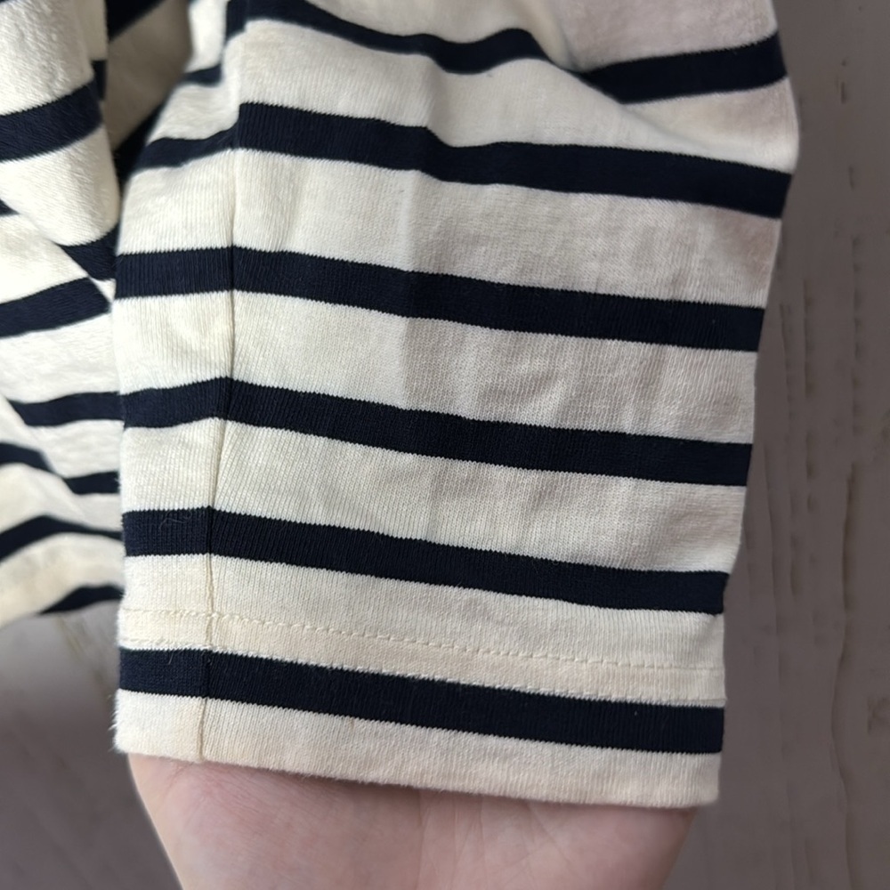 J. Crew Multicolored Brown Blue Cream Striped Boat Neck Long Sleeve Top Cotton M - Picture 5 of 5